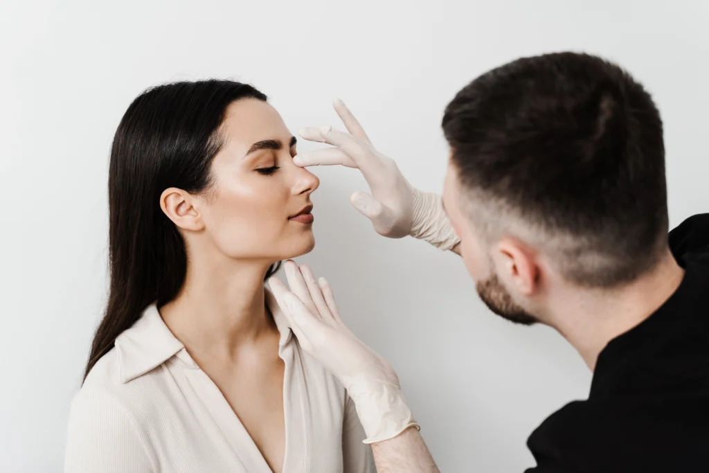 A medical consultation where an ENT specialist examines a patient to determine if she is a good candidate for Septoplasty.