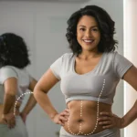 Patient demonstrating the progression of abdominal wall healing and tissue remodeling as part of tummy tuck recovery tips Dubai.