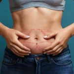 Clinical markings of the anterior abdominal wall and infraumbilical region for Combined Liposuction and Abdominoplasty in Dubai.