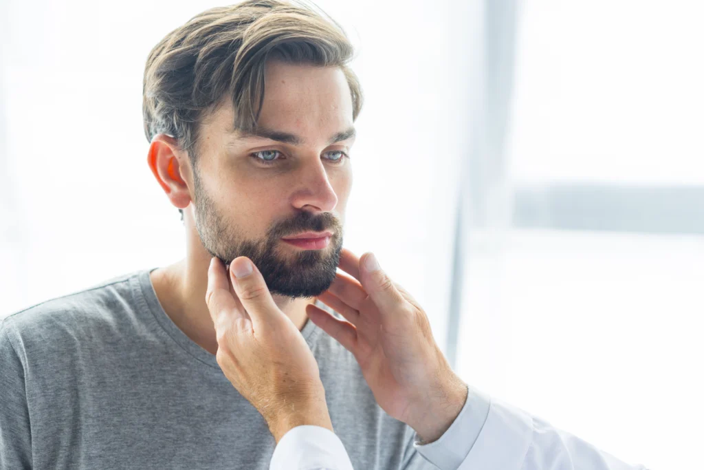 Surgical evaluation of the submental and mandibular dermis prior to Beard Transplant in Dubai.
