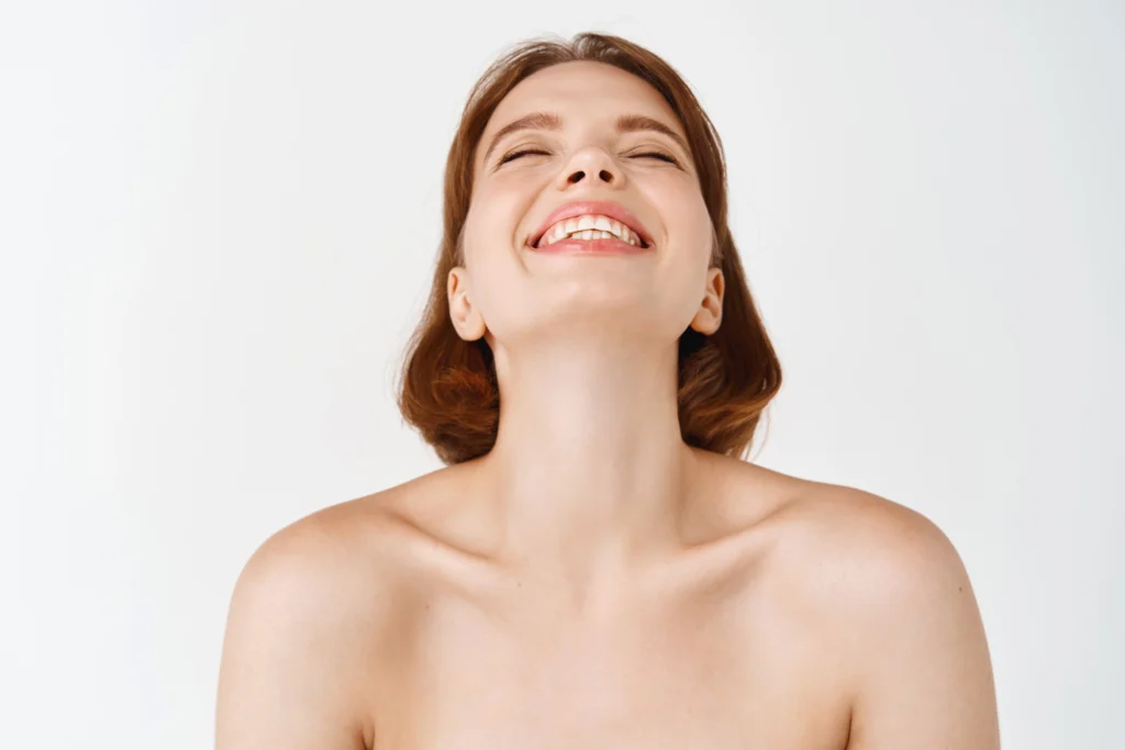 Frontal-superior view of the neck and jawline, demonstrating the skin elasticity and submental tissue health required for a good candidate for Chin Liposuction in Dubai.