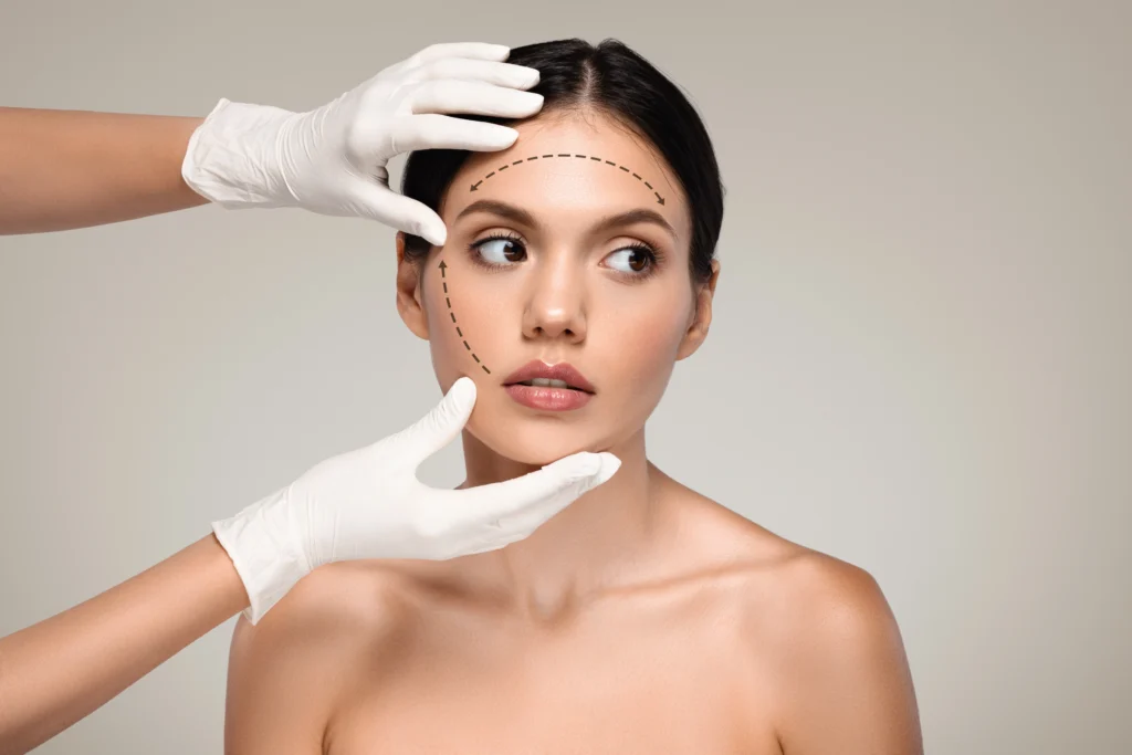Technical assessment of facial aesthetic units and structural ptosis to confirm candidate eligibility for an Endolift in Dubai.